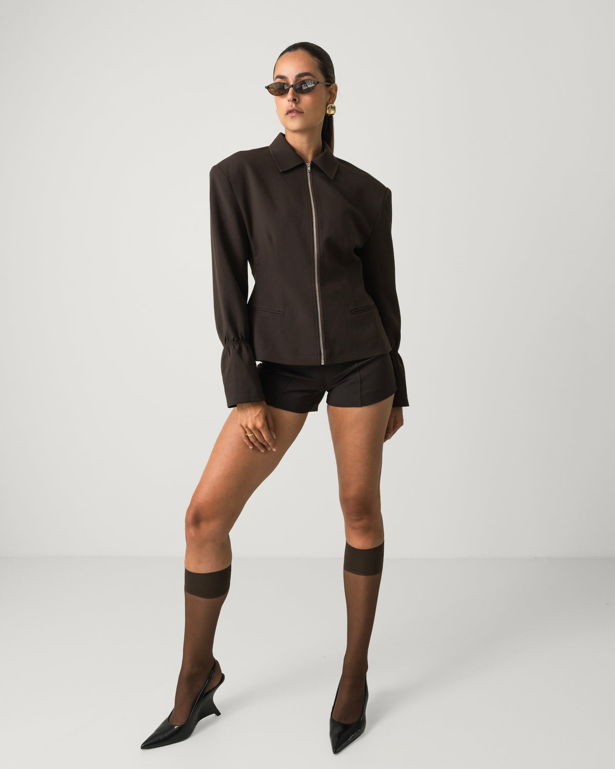 THE ZIPPER JACKET BROWN